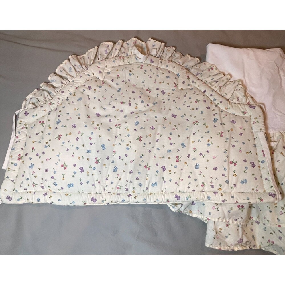Vintage Classic Pooh Quilted Padded Crib Headboard Cover & Crib Skirt 1994 - Picture 3 of 10